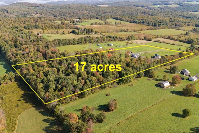 aerial view featuring a rural view