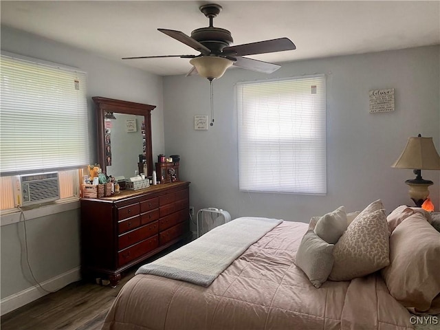 1 Willow Dr, Whitestown, NY 13492 - bedroom with wood finished floors, cooling unit, ceiling fan, and baseboards