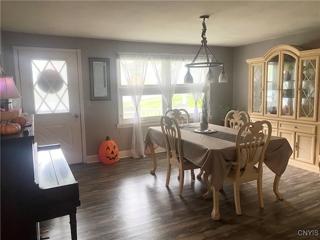 dining room with a healthy amount of sunlight and dark hardwood / wood-style floors