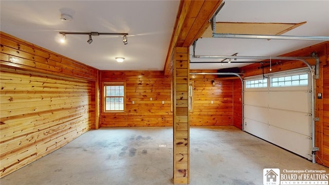 garage with wooden walls