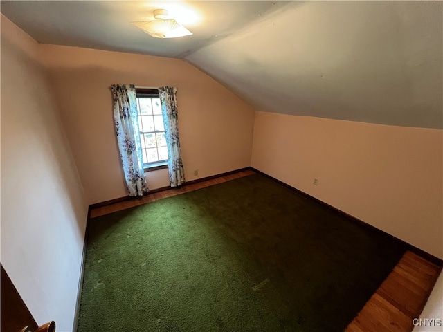 additional living space featuring lofted ceiling