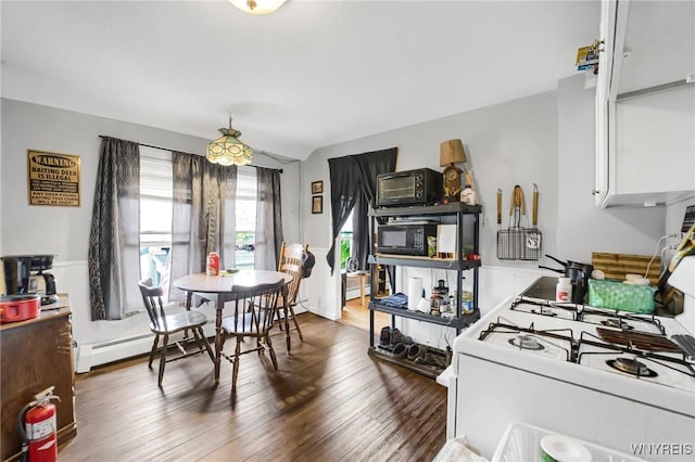 dining room with dark hardwood / wood-style flooring