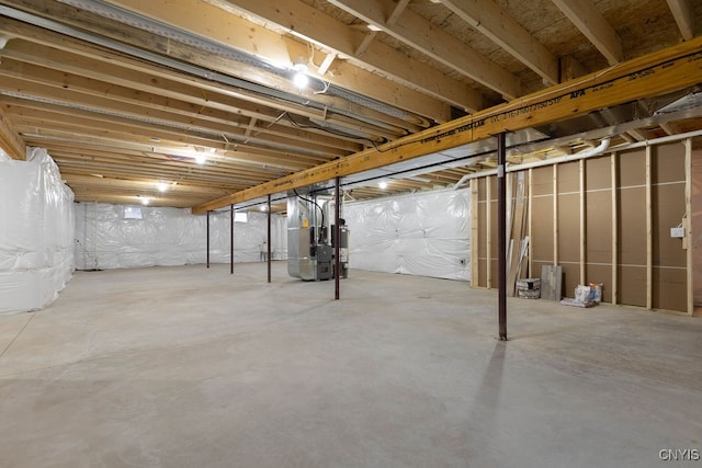 basement with heating unit