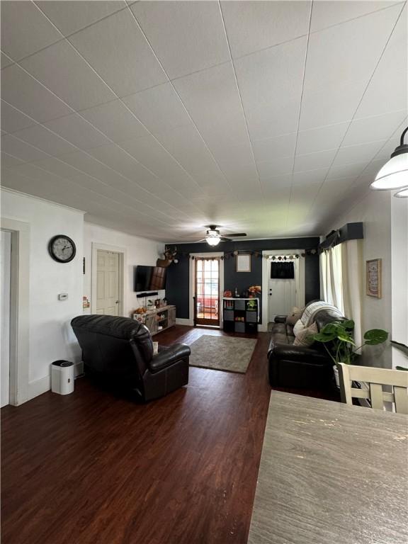 living room featuring dark hardwood / wood-style flooring