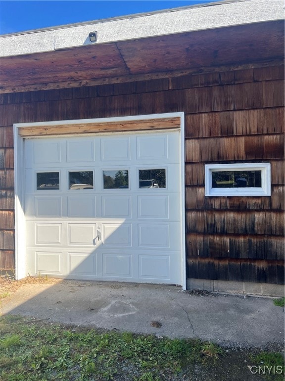 view of garage