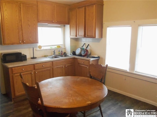 kitchen with sink and dark wood-type flooring