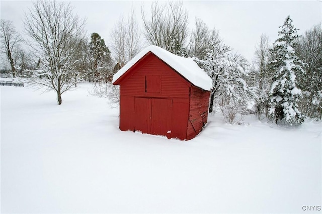 view of snow covered structure