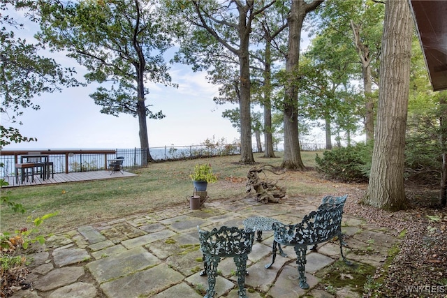 view of patio with a wooden deck