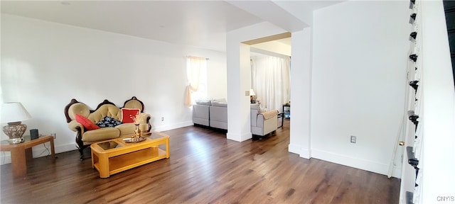 living area featuring dark hardwood / wood-style floors