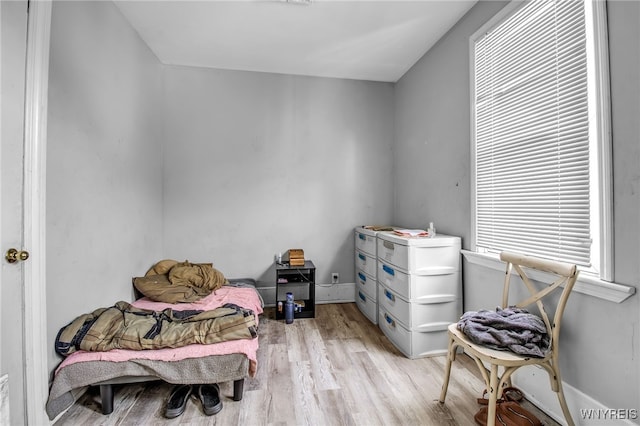 bedroom featuring light wood-type flooring