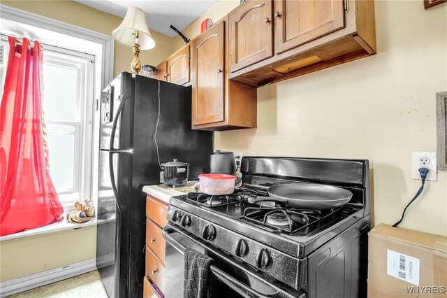 kitchen with black appliances