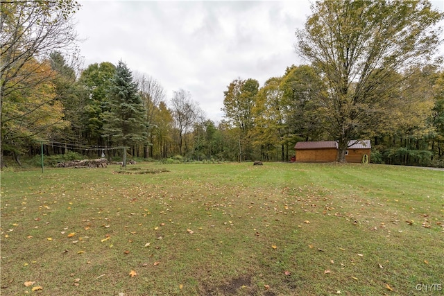 view of yard with an outbuilding