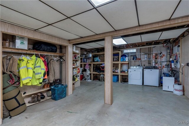 basement with washer and dryer