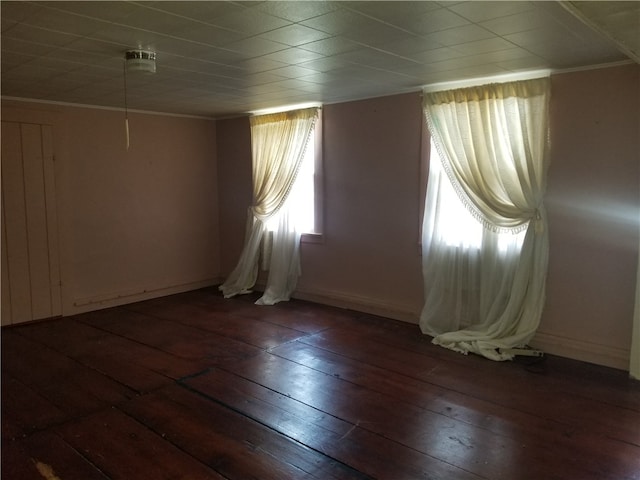 spare room with dark wood-type flooring