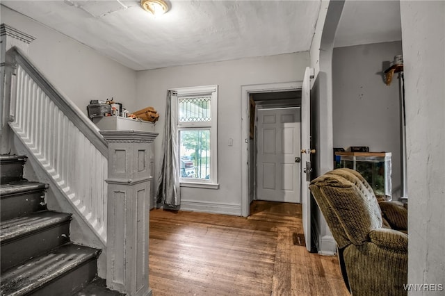 foyer entrance with wood-type flooring