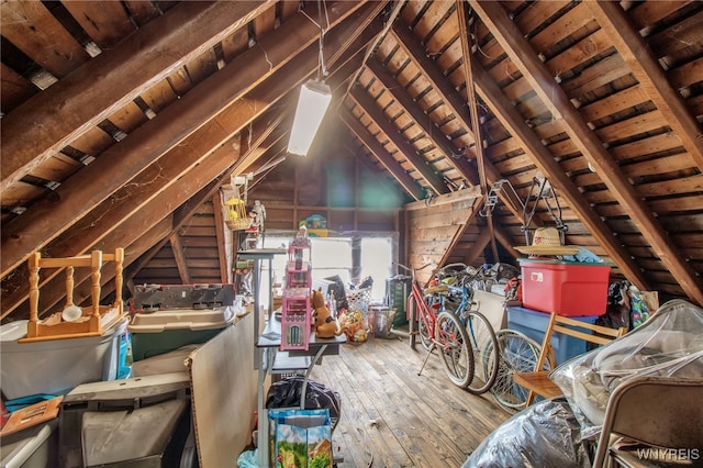 view of unfinished attic