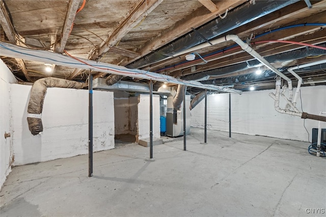 basement with heating unit