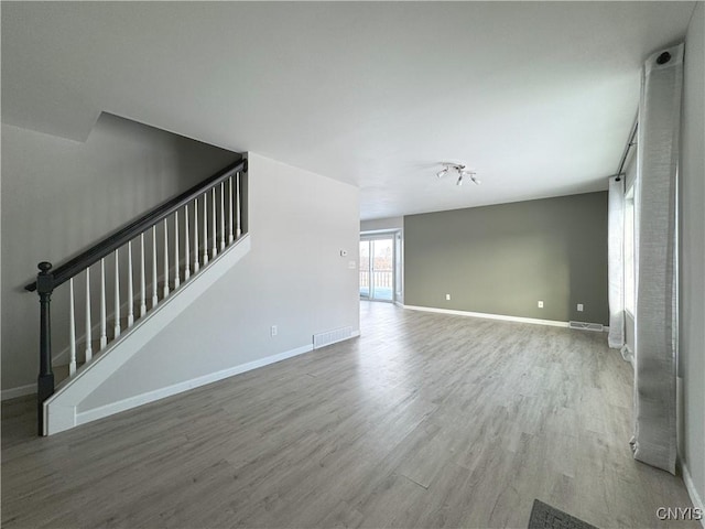 unfurnished living room with wood-type flooring