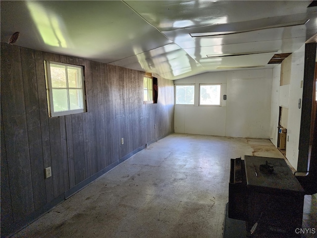 basement with wood walls