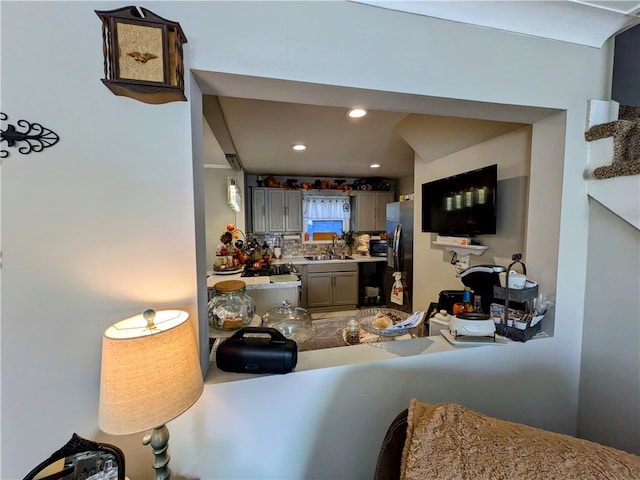 living room with sink