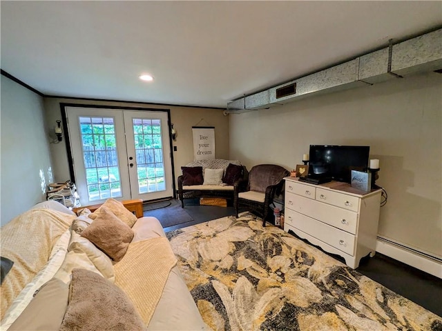 53 Orchard Pl, Bradford City, PA 16701 - living area featuring french doors, crown molding, and recessed lighting