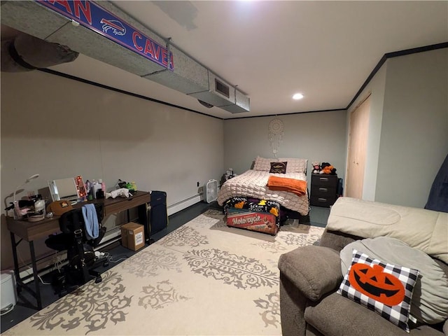 53 Orchard Pl, Bradford City, PA 16701 - bedroom with baseboard heating and recessed lighting