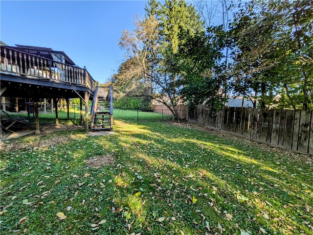 view of yard featuring a deck