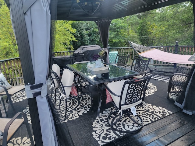 53 Orchard Pl, Bradford City, PA 16701 - wooden terrace with outdoor dining area and a wooded view