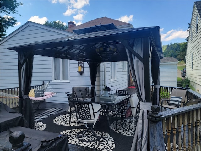 53 Orchard Pl, Bradford City, PA 16701 - wooden terrace with a gazebo and outdoor dining area