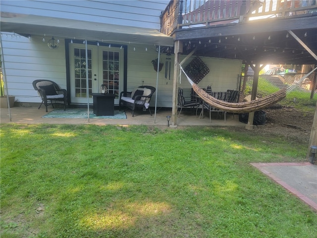 53 Orchard Pl, Bradford City, PA 16701 - view of green lawn featuring french doors, a patio, and a deck
