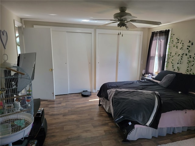 53 Orchard Pl, Bradford City, PA 16701 - bedroom featuring multiple closets, wood finished floors, and ceiling fan