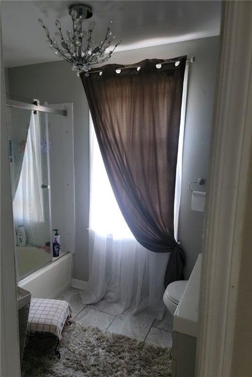 53 Orchard Pl, Bradford City, PA 16701 - full bathroom with a chandelier,  shower combination, and marble look tiles