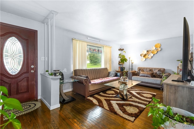 foyer entrance featuring dark hardwood / wood-style flooring