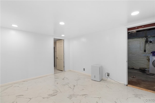 basement featuring washer / clothes dryer