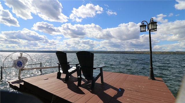 dock area featuring a water view