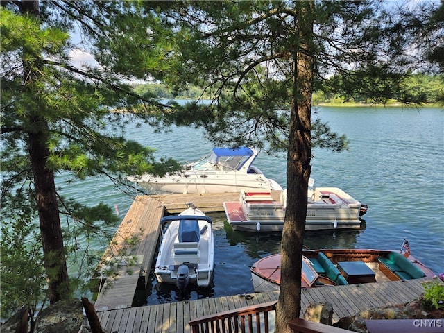 view of dock featuring a water view