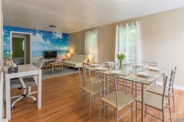 dining room with wood-type flooring