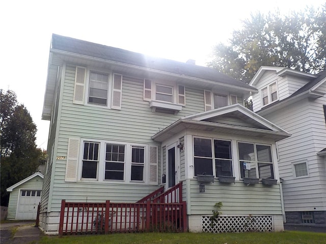 view of front facade featuring a sunroom