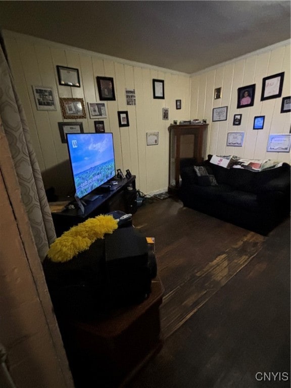 living room with hardwood / wood-style floors