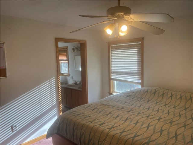 bedroom featuring ceiling fan