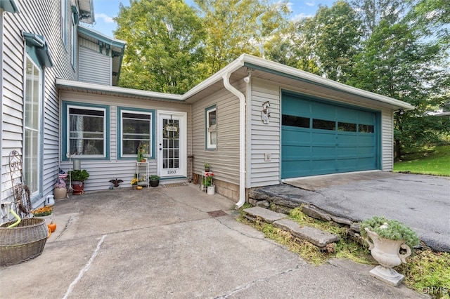 exterior space featuring a garage