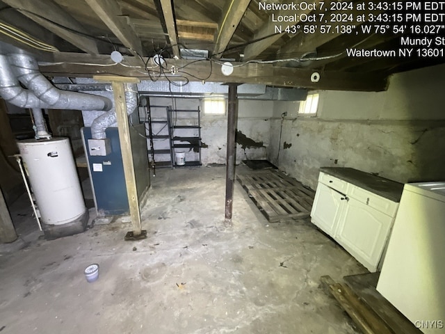 basement with water heater