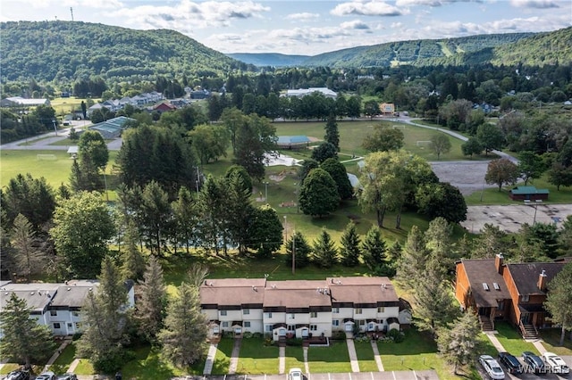 aerial view featuring a mountain view