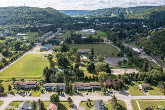 bird's eye view with a mountain view