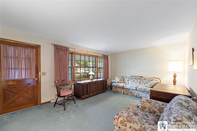 living room featuring carpet flooring