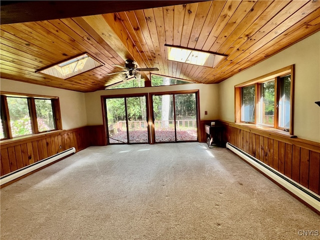 spare room with carpet floors, plenty of natural light, and a baseboard radiator