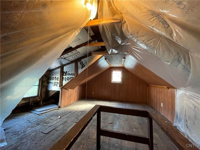 view of unfinished attic