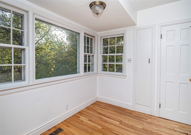 interior space with light hardwood / wood-style flooring