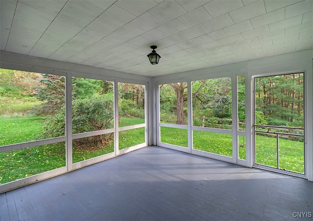 view of unfurnished sunroom