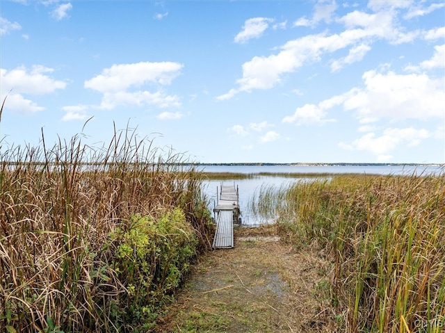 view of dock featuring a water view